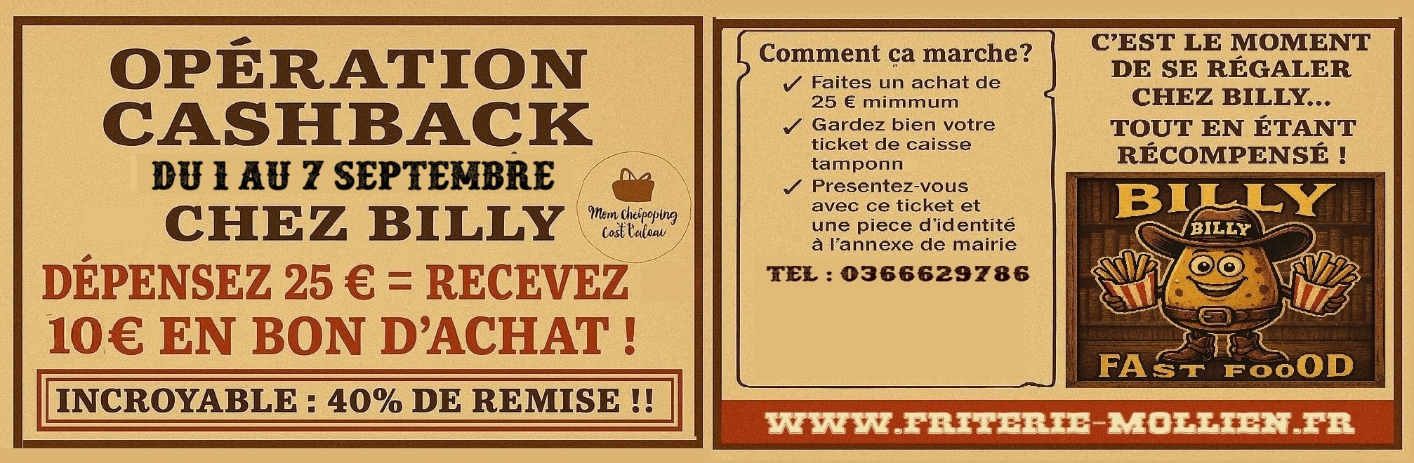 Opération Cashback - Du 1er au 15 Août chez Billy